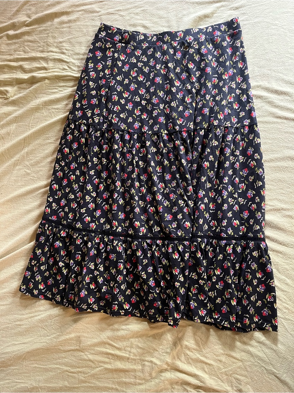 Toad&Co Black Floral Skirt Size L